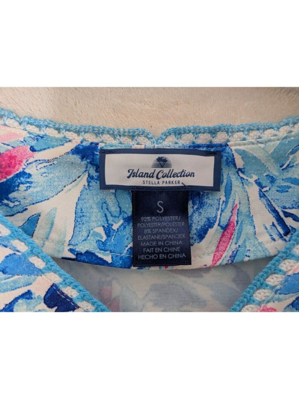 Island Collection Stella Parker Blue Multi Tank Top Size S Beach Pickleball Tenn - Picture 4 of 10